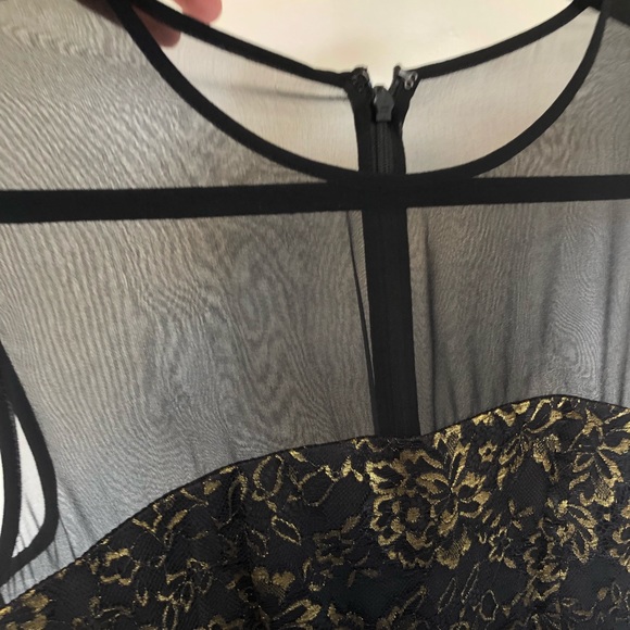NWOT DVF Black & Gold Lace Sleeveless Dress - Picture 4 of 8